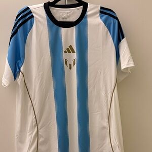 adidas White and Blue Men's Jersey Argentina Messi